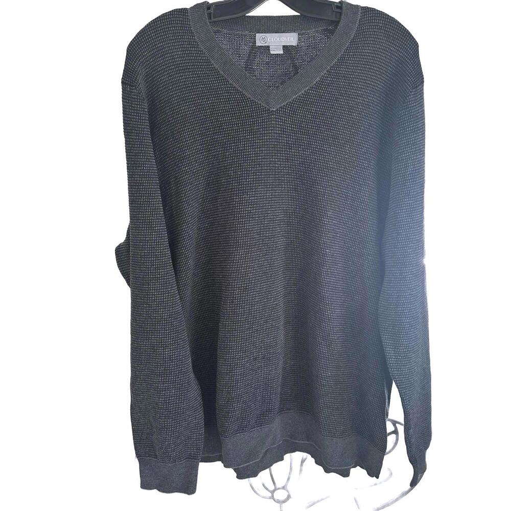 Cloudveil Men's Knit Primaloft Grey V-Neck Sweater - XXL